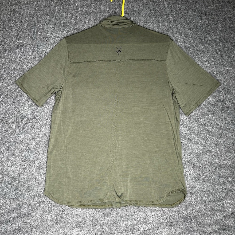 Ibex Merino Wool Short Sleeve Button Up Shirt Women Small Olive Green Performanc - Picture 2 of 8
